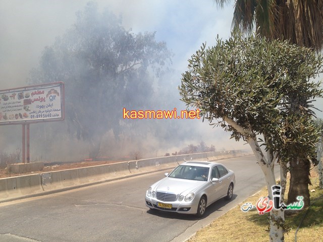 كفرقاسم- فيديو : حريق كبير في الحرش الغربي من مدخل البلدة والاطفائية تصل بعد نصف ساعة  